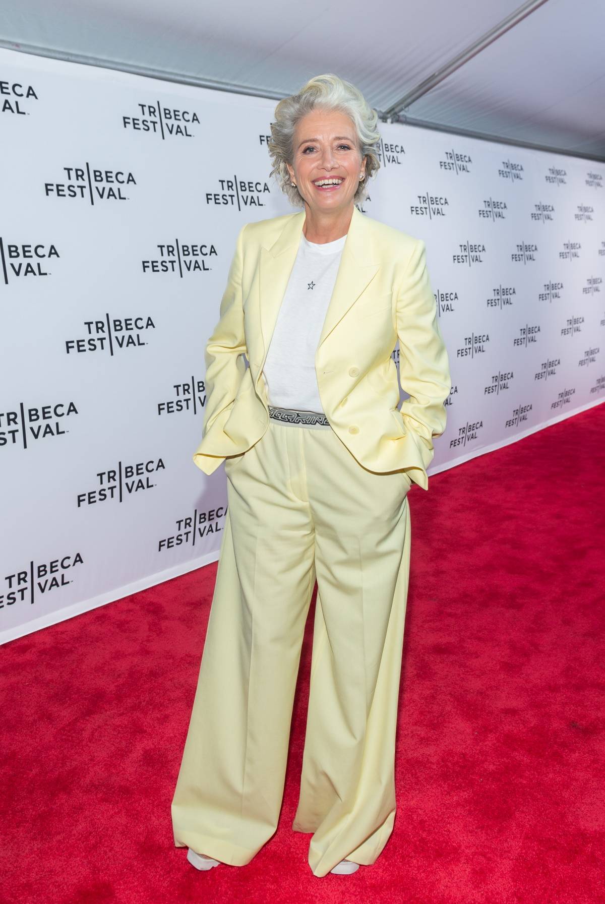 Emma Thompson 15 czerwca 2022 roku na premierze „Powodzenia, Leo Grande” podczas Tribeca Film Festival