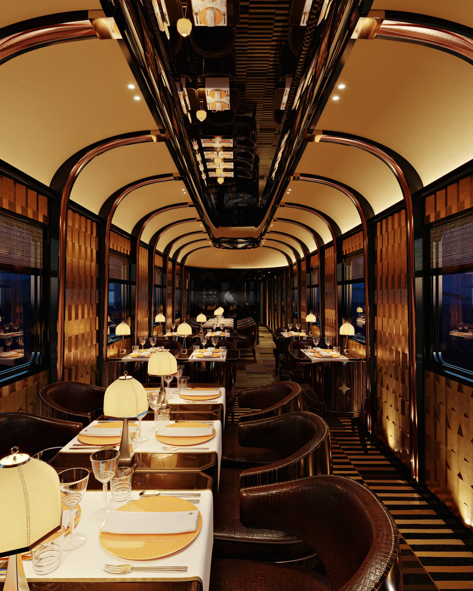 Restauracja nowego pociągu Orient Express (Fot. materiały prasowe; Maxime D’Angeac & Martin Darzacq dla Orient Expressu)
