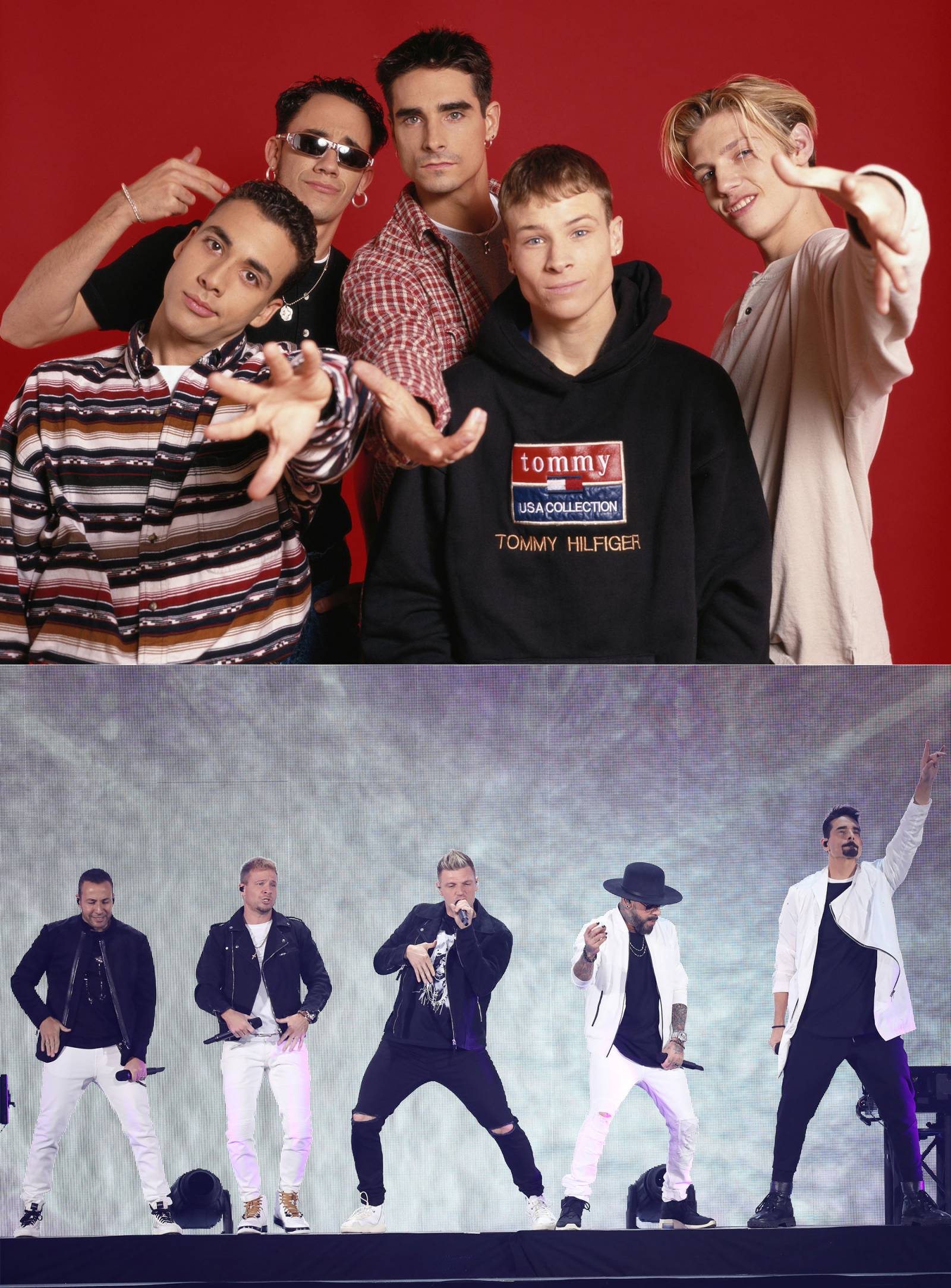 Backstreet Boys w 1995 roku i na koncercie w Las Vegas w 2019 roku (Fot. Getty Images)