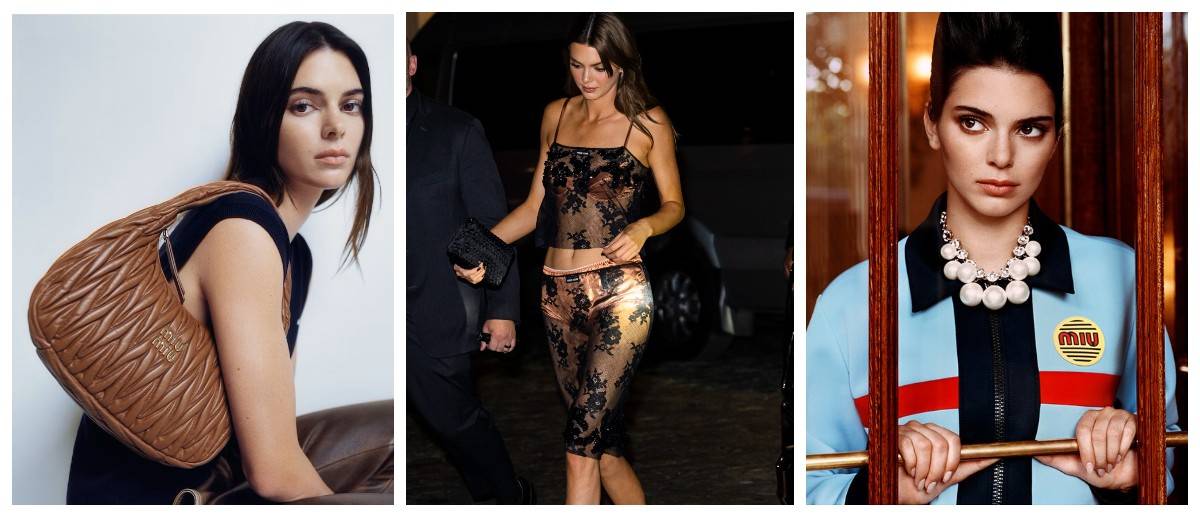 Kendall Jenner w kampaniach Miu Miu oraz słynnej koronkowej stylizacji  (Fot. Getty Images, materiały prasowe)