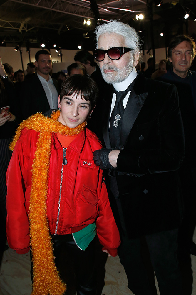 Marine Serre and Karl Lagerfeld at the judging of the 2018 LVMH Prize (Photo: Getty Images)