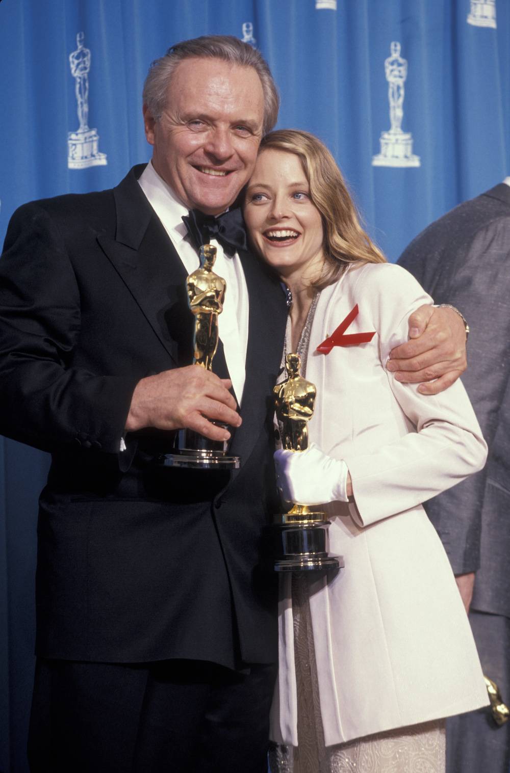Anthony Hopkins i Jodie Foster na Oscarach w 1992 roku (Fot. Getty Images)