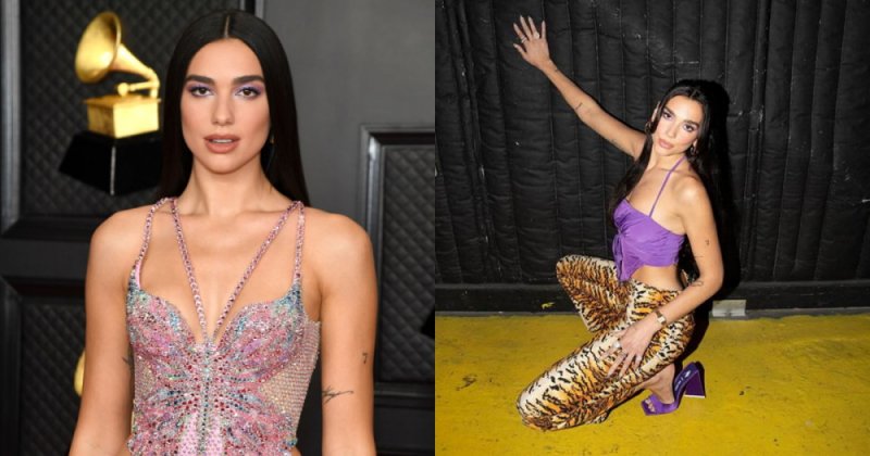 Inspirująca stylizacja: Dua Lipa w spodniach w tygrysie prążki