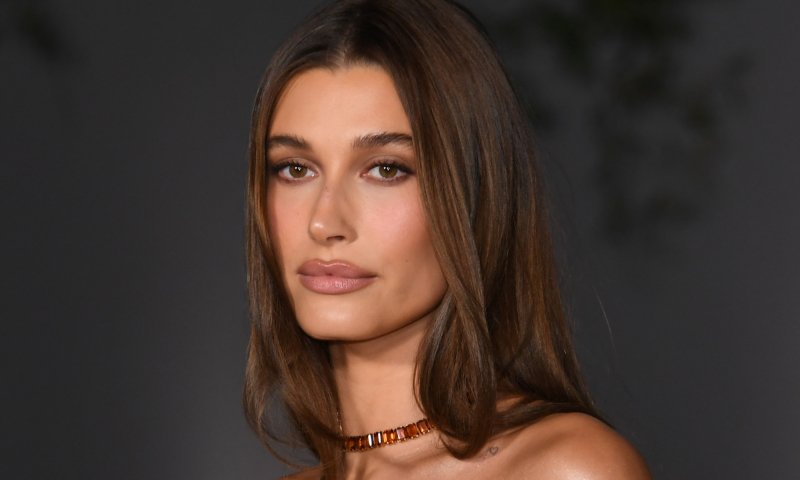 Hailey Bieber w różowej sukience Magdy Butrym