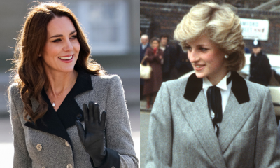 Księżna Kate w płaszczu Catherine Walker inspirowanym stylem Lady Di 