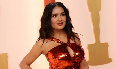 Gotowa na wiosnę Salma Hayek w awangardowych szpilkach Alexandra McQueena