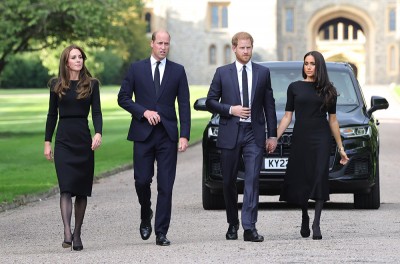 Książę William i książę Harry z małżonkami składają hołd zmarłej królowej