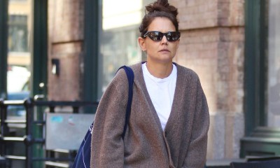 Z szafy taty: Katie Holmes pokazuje, jak nosić obszerny męski kardigan 