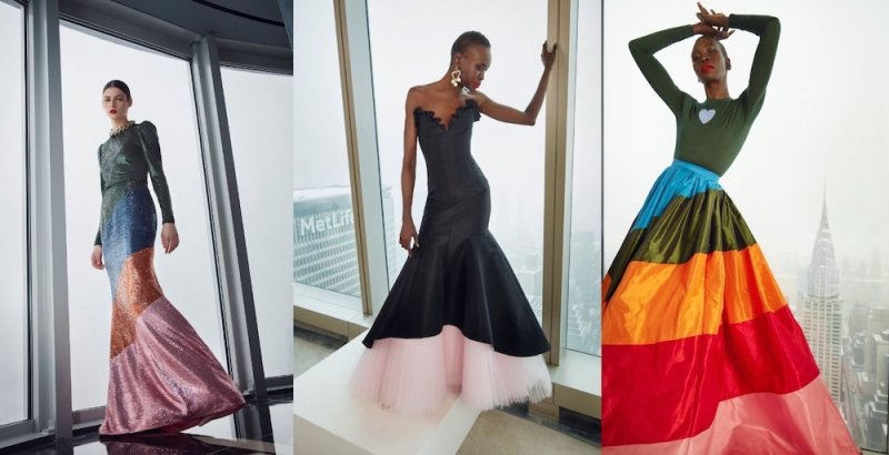 Carolina Herrera jesień-zima 2021: Groszki, serca i tęcze