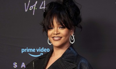 Rihanna w patchworkowym płaszczu Fendi projektu Karla Lagerfelda 