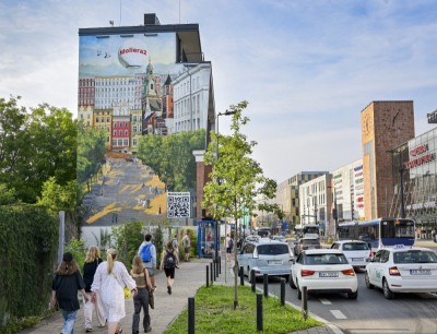 Artystyczny mural w centrum Krakowa