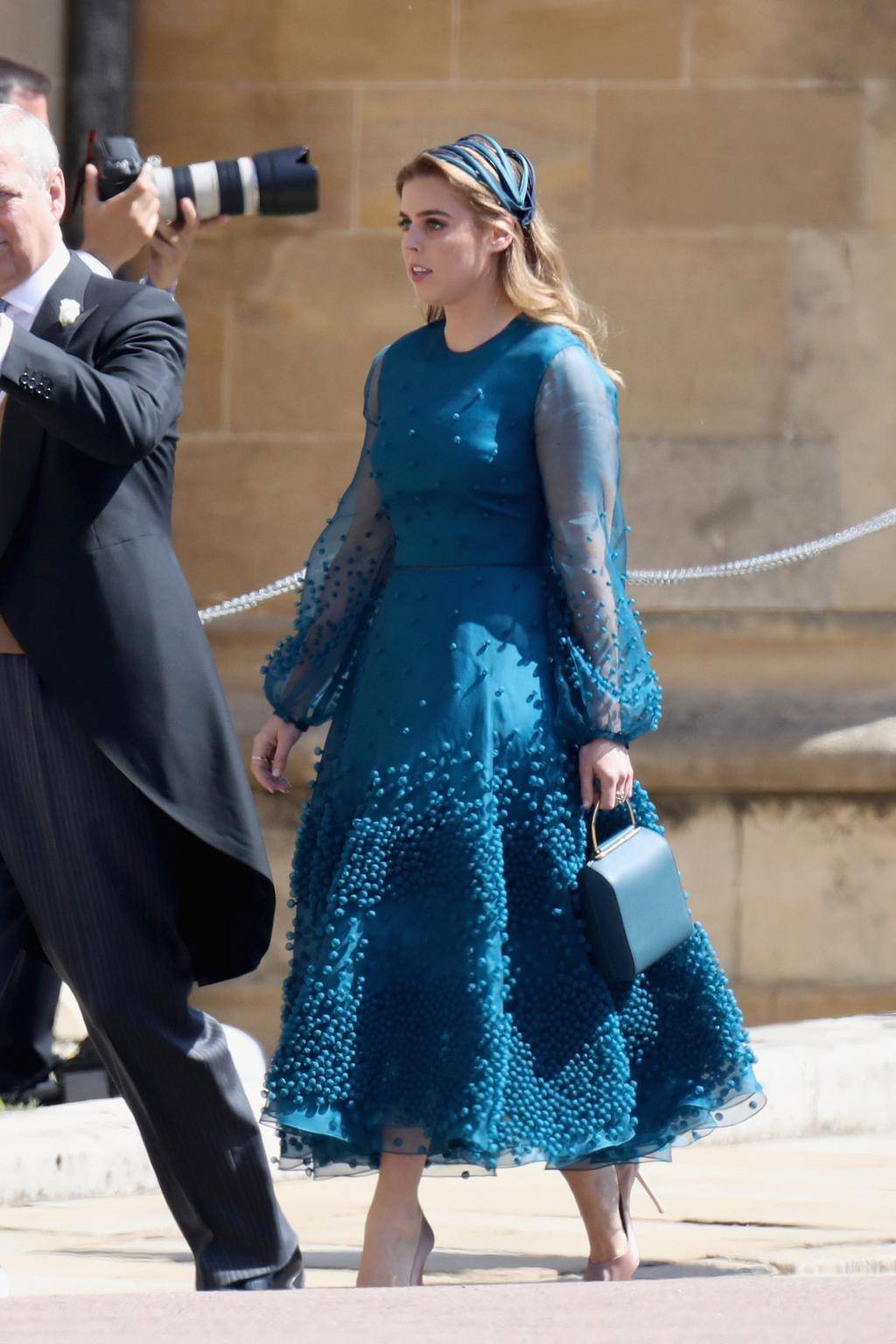 Księżna Beatrycze na ślubie księcia Harry’ego i Meghan Markle w kaplicy św. Jerzego w zamku Windsor, 19 maja 2019 roku.