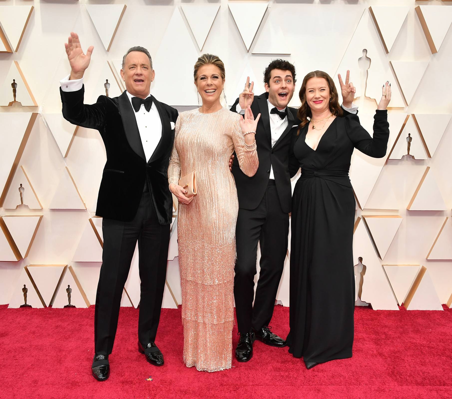 Tom Hanks i Rita Wilson z synem Trumanem Theodorem i córką Elizabeth w 2020 roku