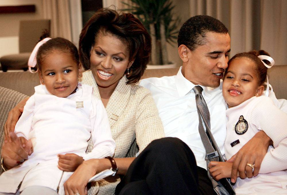 Obamowie z córkami w 2004 roku, Fot. Getty Images