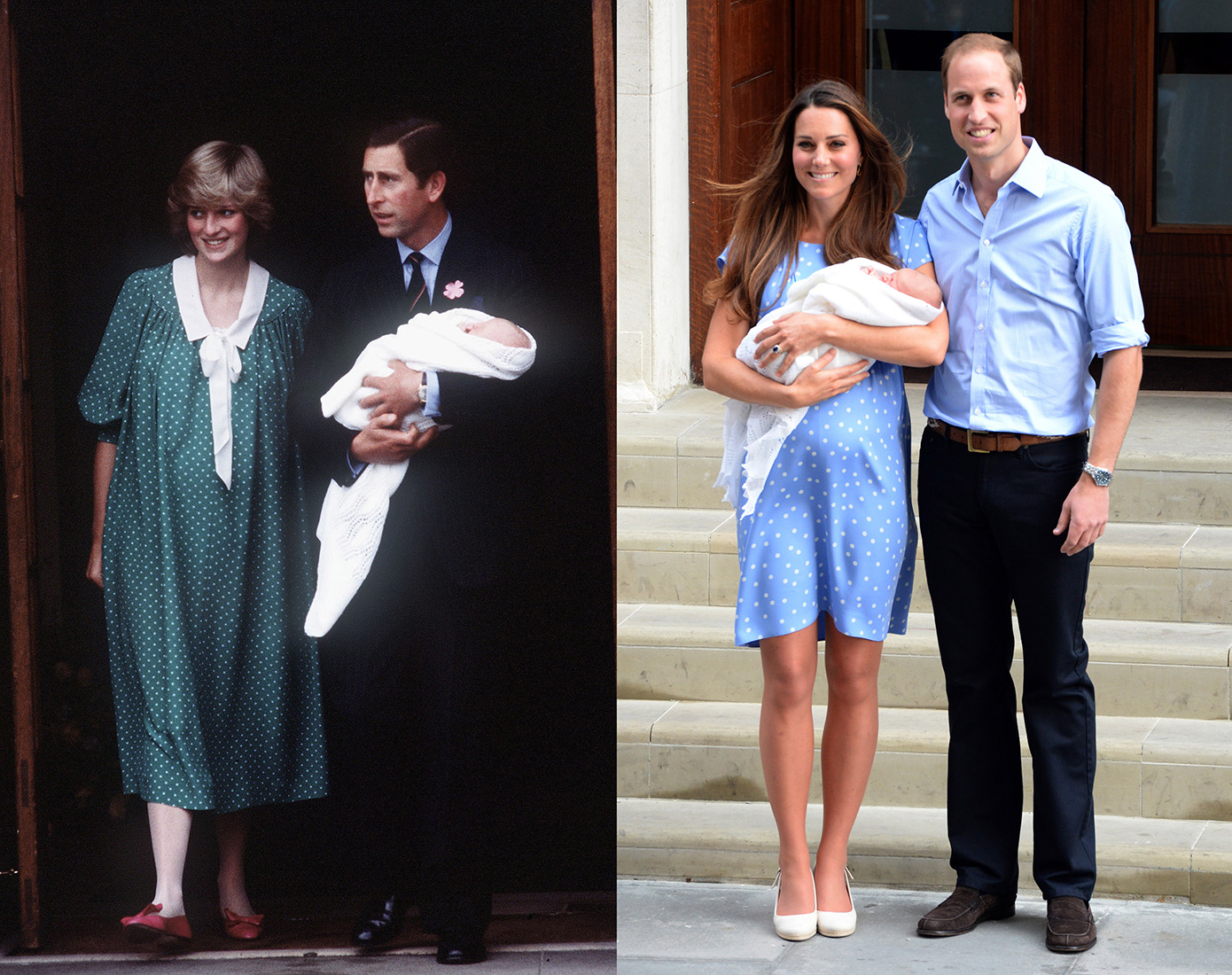 Lady Diana w 1982 roku, księżna Cambridge w 2013 roku, Fot. Getty Images