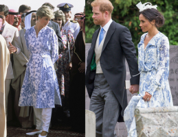 Lady Diana w 1986 roku, księżna Sussex w 2018 roku, Fot. Getty Images