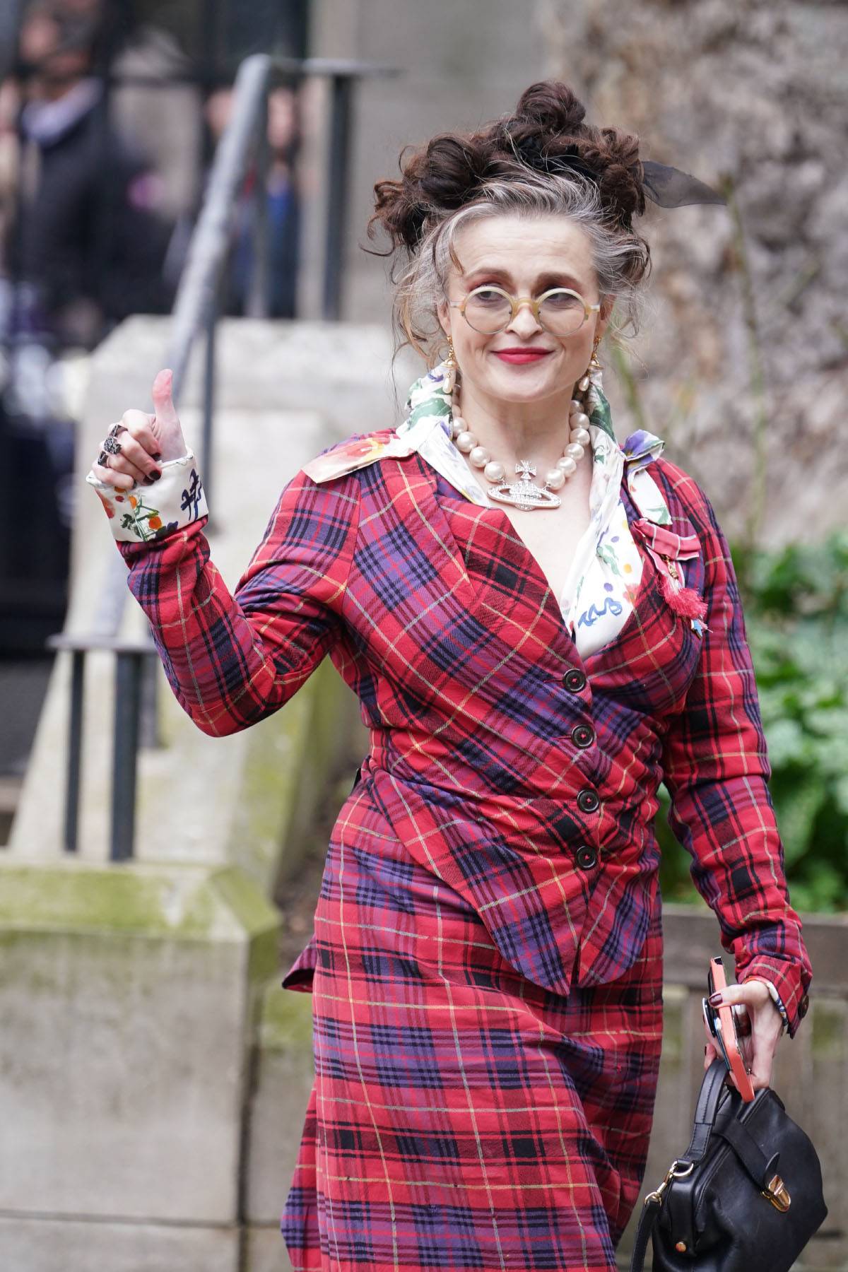 Helena Bonham Carter na pogrzebie Vivienne Westwood w lutym 2023 (Fot. Getty Images)