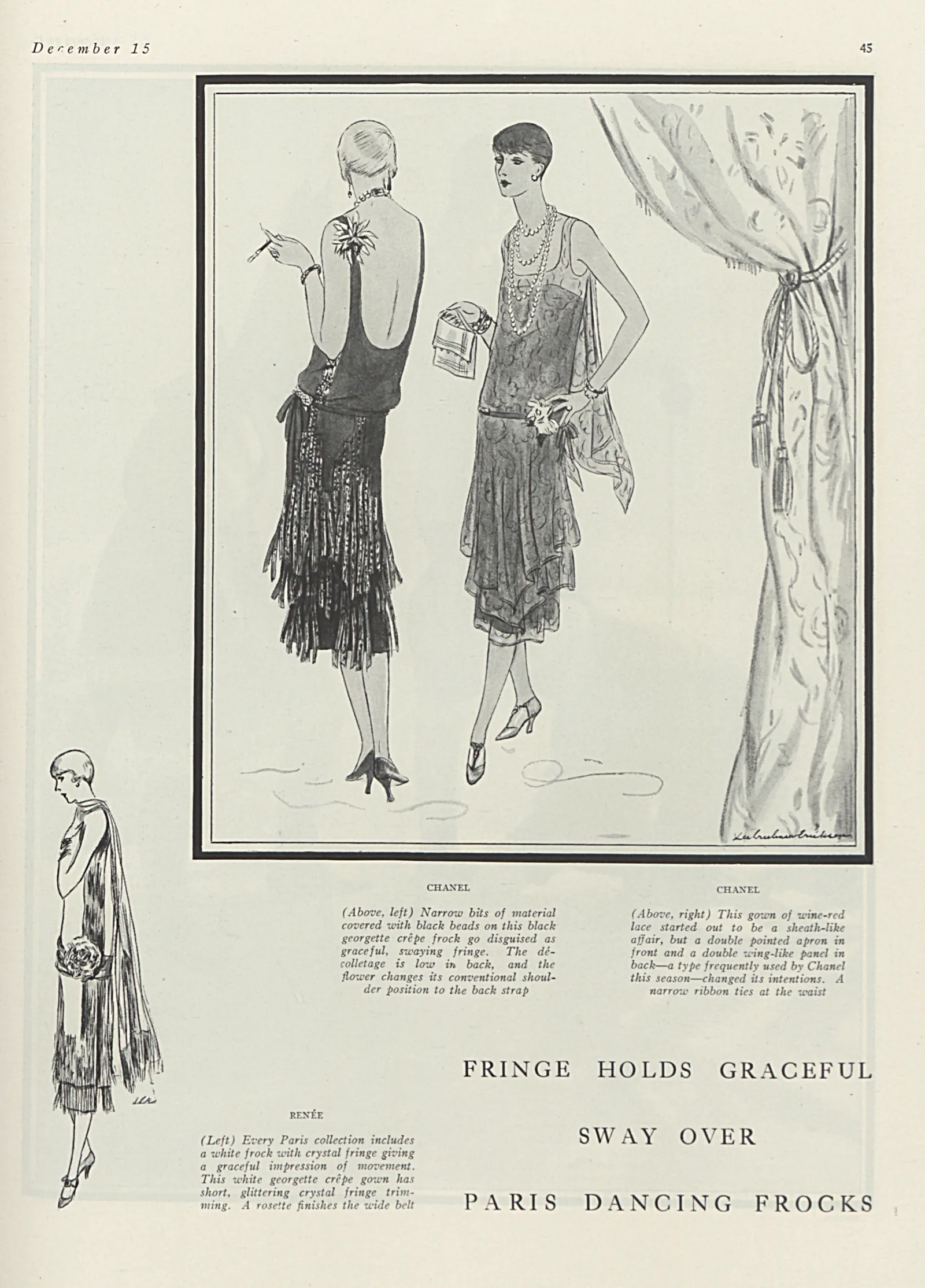 Sukienka Chanel z frędzlami, 1924