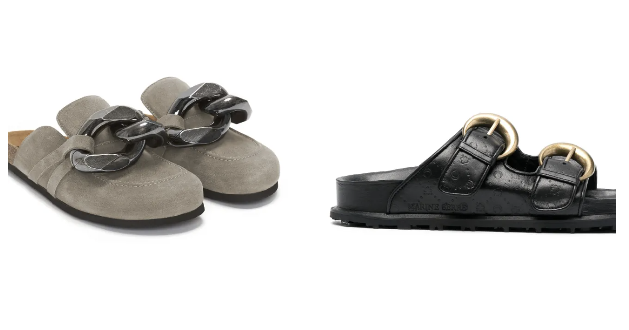 Mule od JW Anderson, sandały od Marine Serre (Fot. Materiały prasowe)