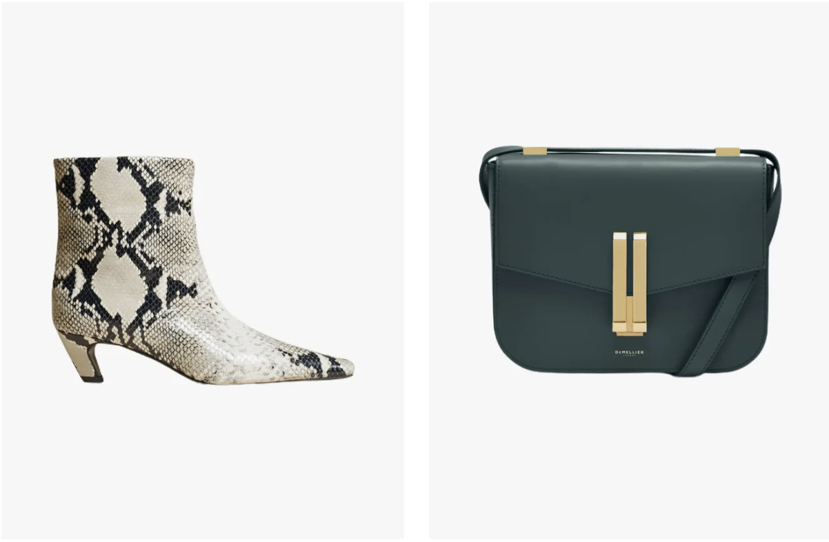 KHAITE - botki Arizona; DEMELLIER - Vancouver bag (Fot. Materialy prasowe)