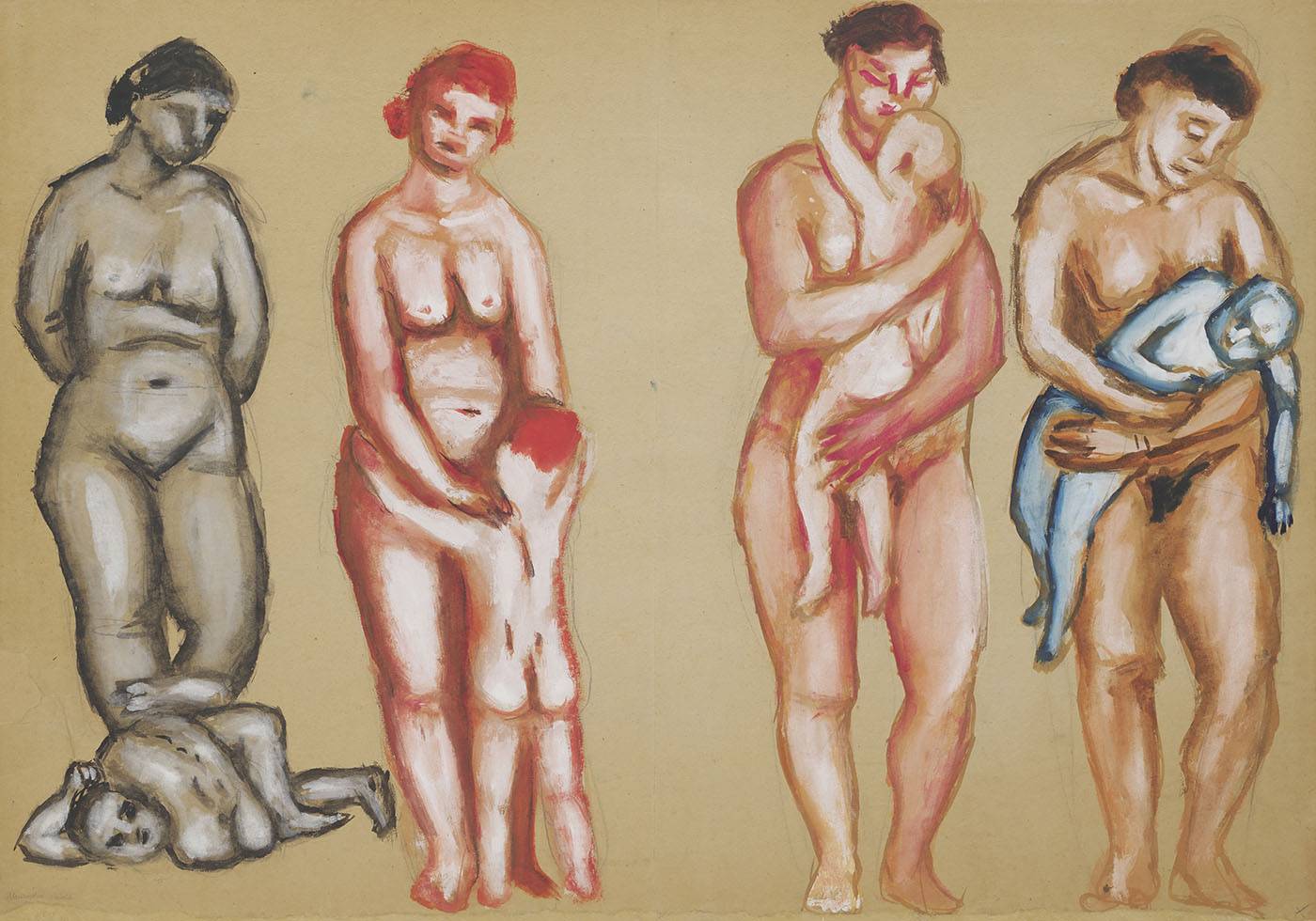 Andrzej Wróblewski Martyrdom of Mothers undated [1949] gouache, paper 65 × 90 cm Starak Collection Courtesy © Andrzej Wróblewski Foundation