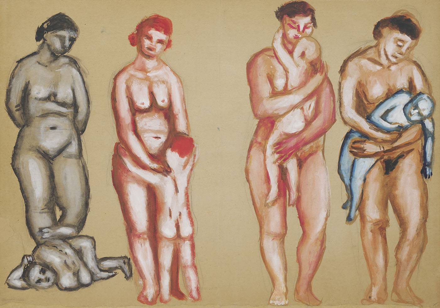 Andrzej Wróblewski Martyrdom of Mothers undated [1949] gouache, paper 65 × 90 cm Starak Collection Courtesy © Andrzej Wróblewski Foundation