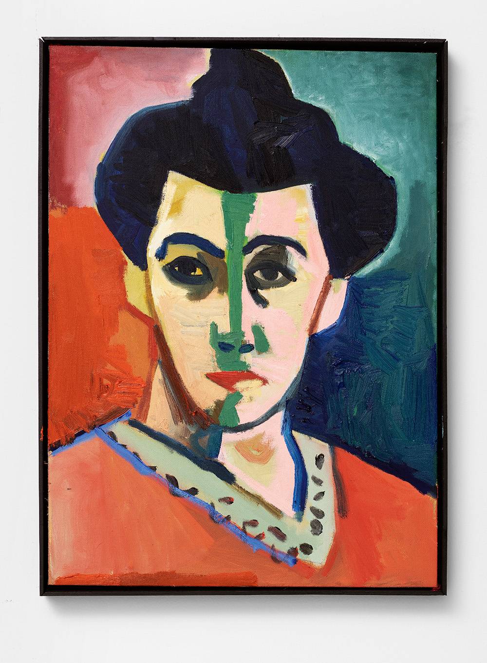Wilhelm Sasnal, Bez tytułu (według „Portretu Pani Matisse. Zielona kreska” Henriego Matissea), 2023 (dzięki uprzejmości artysty i Fundacji Galerii Foksal. Fot. Marek Gardulski)
