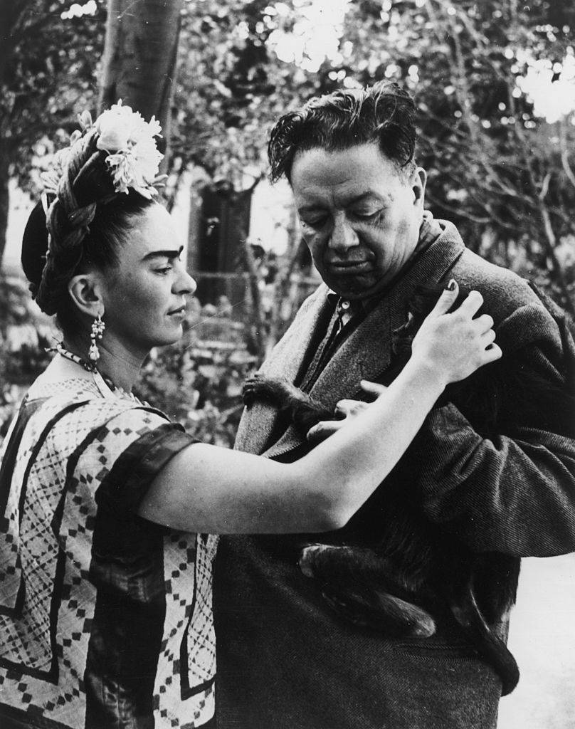 Frida Kahl, Diego Rivera i małpka artystki, 1945, Fot. Getty Images