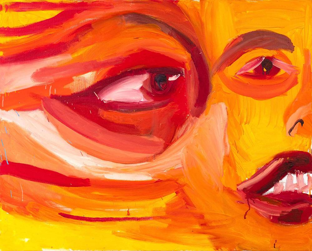 Monika Misztal, Żółte oczy, 2022, olej na płótnie, 80 x 100 cm, dzięki uprzejmości artystki i Pola Magnetyczne Gallery. Fot: Bartosz Górka