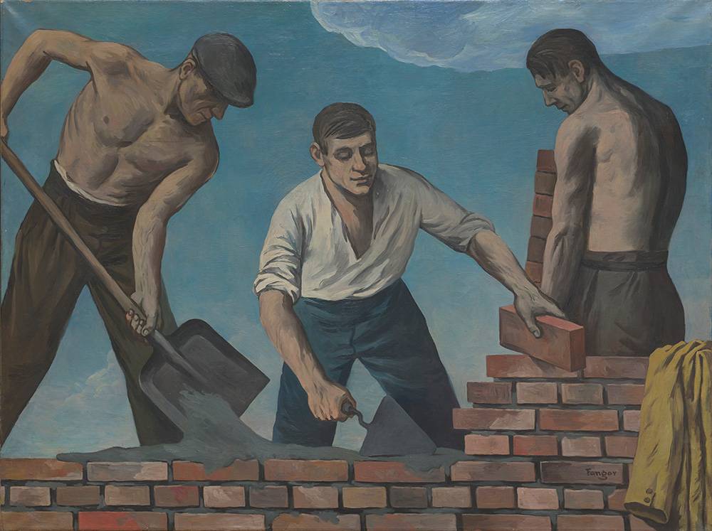 Wojciech Fangor, Murarze, 1950, Muzeum Warszawy