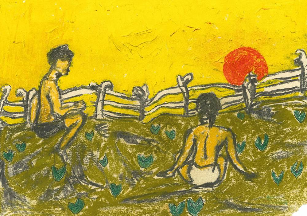 Filipka Rutkowska, Narodziny homoseksualizmu.Pastel na papierze, 21 x 30 cm, 2011.
