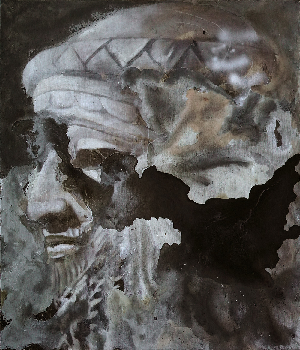 Paweł Baśnik, Gilgamesh, 2019, olej i akryl na płótnie, 70x60 cm