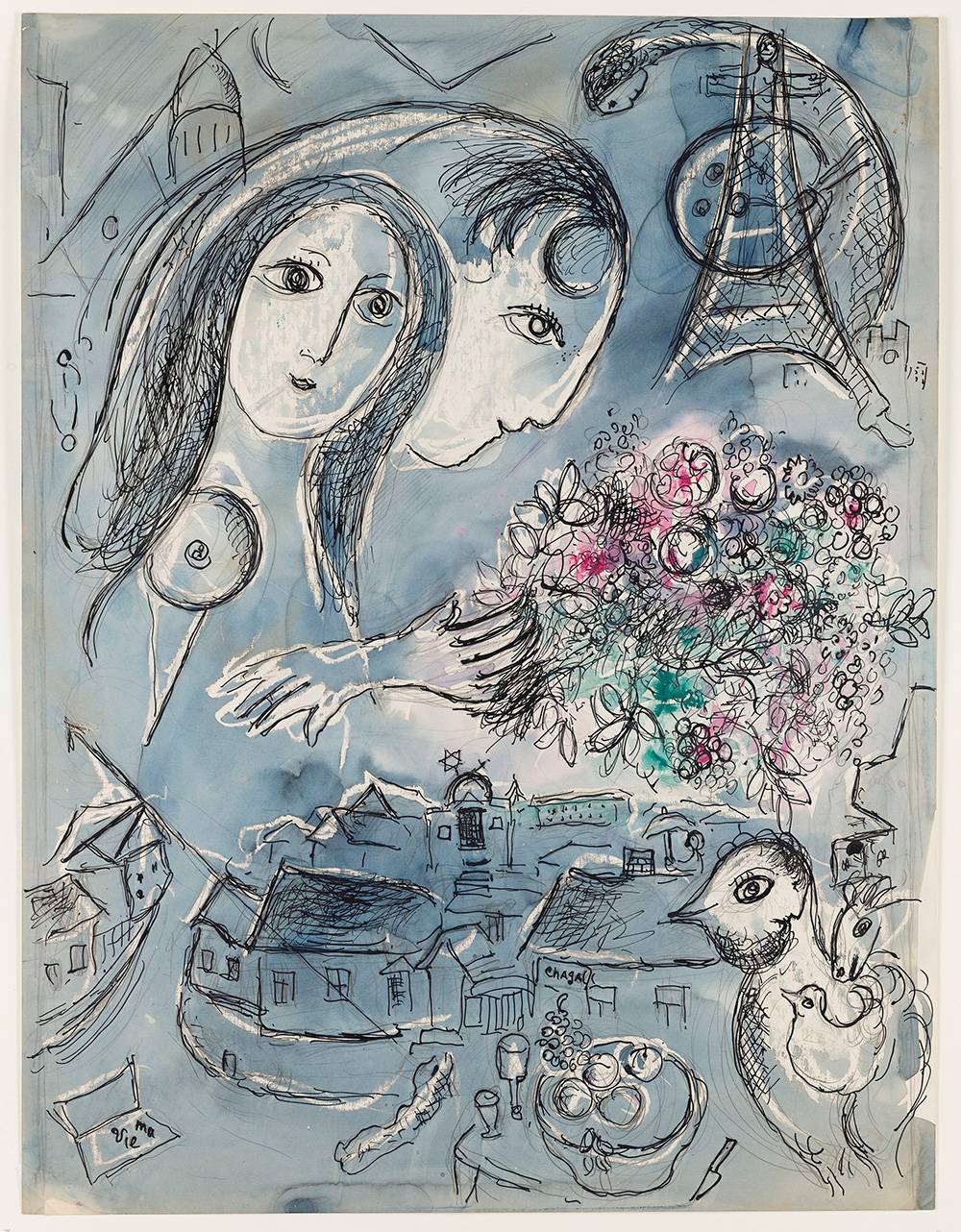 Marc Chagall (1887–1985), Moje życie między Witebskiem a Paryżem («Ma vie» entre Vitebsk et Paris), Muzeum Narodowe w Warszawie, fot. Igor Oleś / Muzeum Narodowe w Warszawie