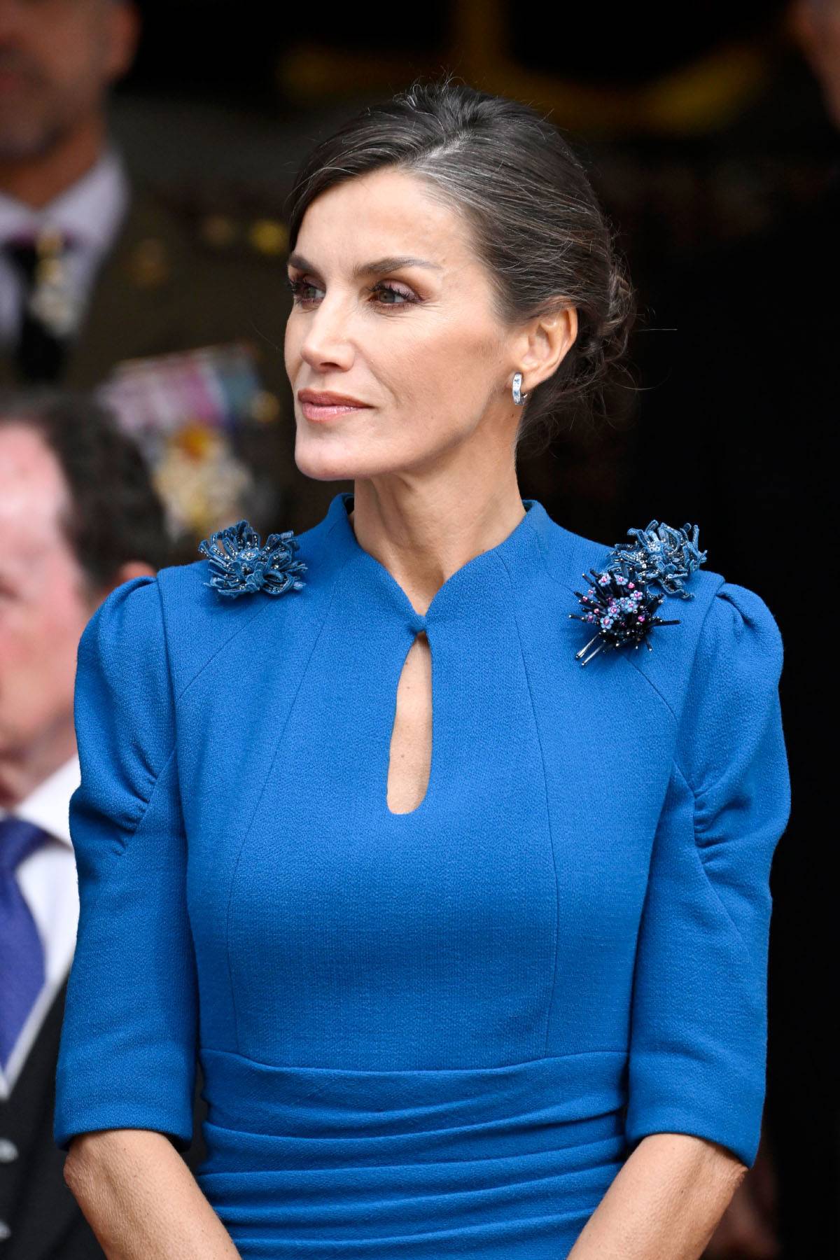 Królowa Letycja w błękitnej kreacji (Fot. Getty Images)