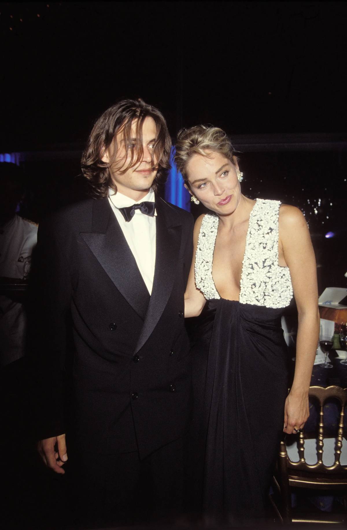 Johnny Depp i Sharon Stone (Fot. Pool ARNAL/PAT/GARCIA/Getty Images))