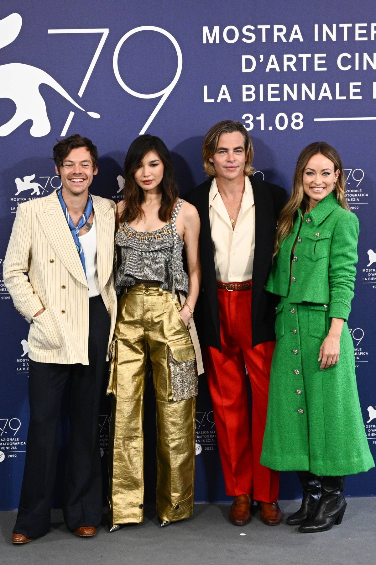 Harry Styles, Olivia Wilde, Gemma Chan i Chris Pine na konferencji prasowej filmu „Nie martw się, kochanie” (Fot. Getty Images)