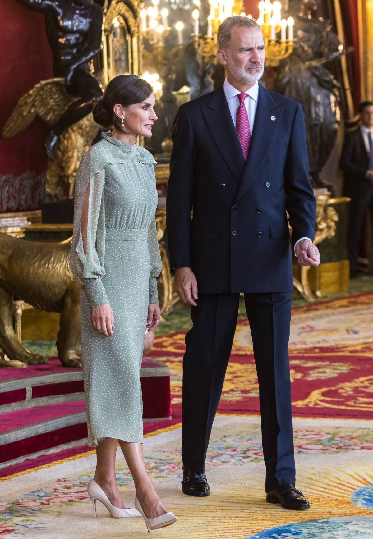 Królowa Letycja w sukni marki Vogana (Fot. Getty Images)