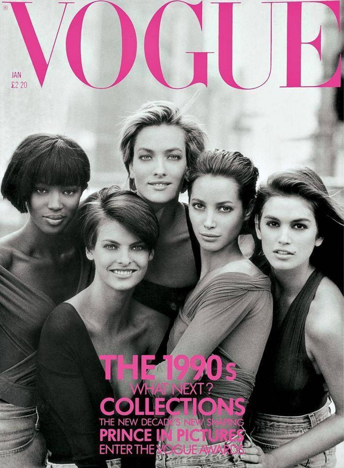 Okładka brytyjskiego „Vogue’a” ze stycznia 1990 roku. (Fot. Peter Lindbergh / Mat. Prasowe)