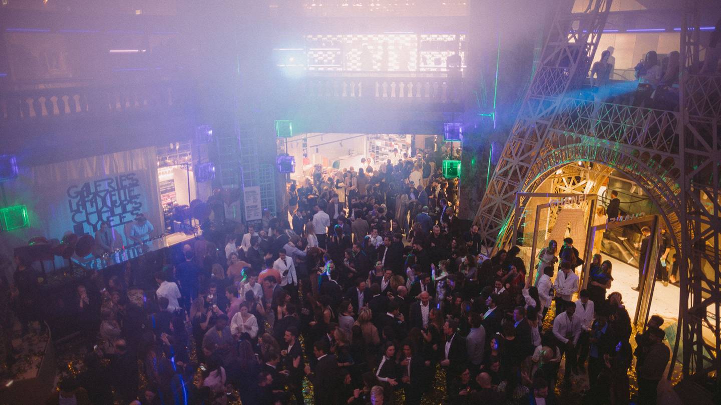 The opening of the new Galeries Lafayette on the Champs-Elysées in Paris, where fellow retailers and luminaries from the creative fields admired the results of the three-year-long refurbishment and partied beside a large-scale model of the Eiffel Tower
Credit: VIRGILE GUINARD