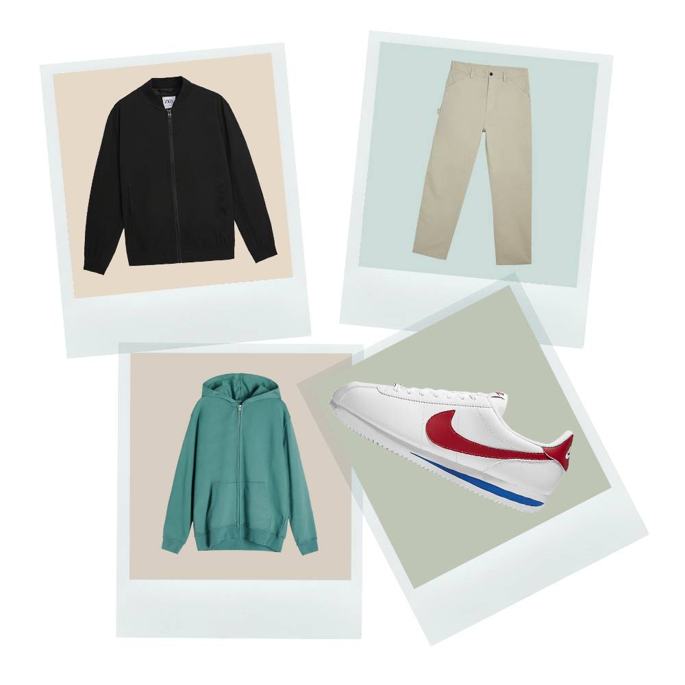 bomberka Zara, bluza Reserved, spodnie Zara,buty Nike Cortez