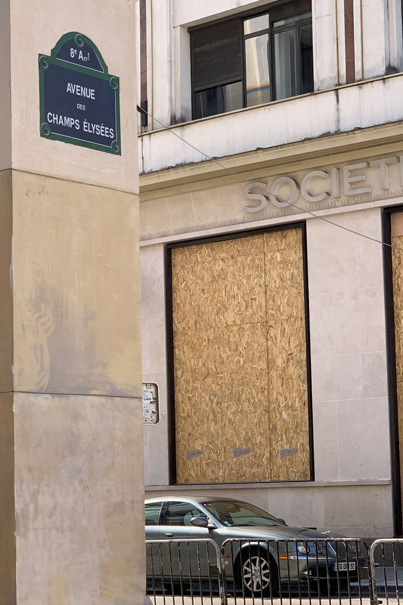 Retailers and institutions on the Champs-Elysées and surrounding streets board up their windows in response to vandalism by rogue elements of the gilets jaunes protest movement
Credit: SUZYMENKESVOGUE