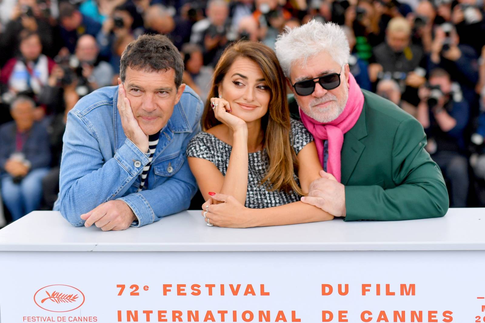 Antonio Banderas, Penelope Cruz i Pedro Almodovar na Festiwalu Filmowym  w Cannes w 2019 roku