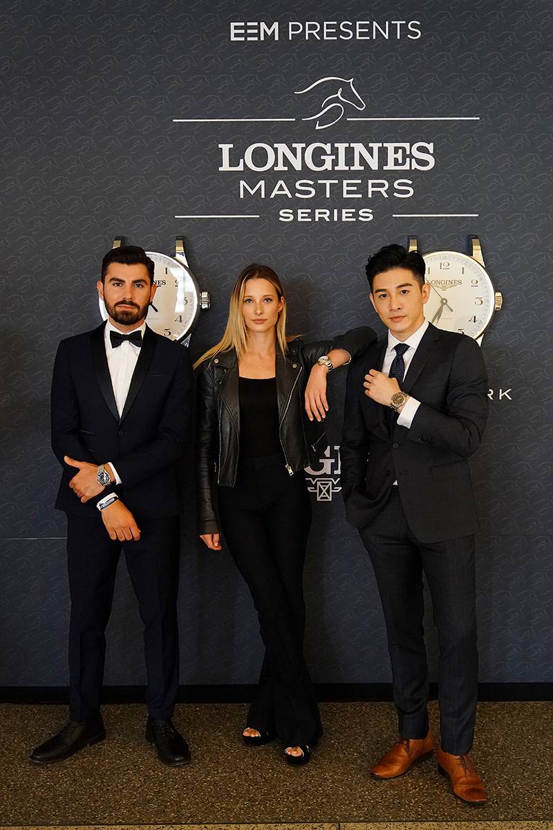 Longines miał przyjemność gościć Przyjaciół Marki Longines: francuską modelkę Ilonat Smet, kanadyjskiego producenta Alena Palandera i tajwańskiego aktora i piosenkarza Marcusa Changa, który towarzyszył Longines także podczas poprzednich weekendów tej halowej serii konkursów, w Paryżu i w Hong Kongu (Fot. Materiały prasowe)