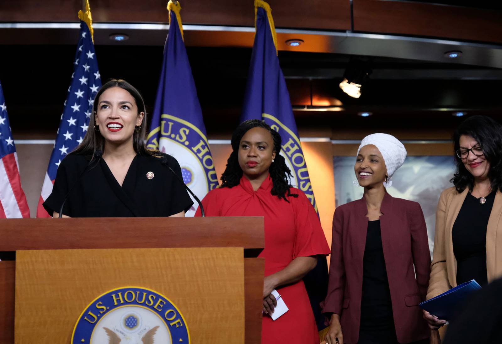 Alexandria Ocasio-Cortez, Ayanna Pressley, Ilhan Omar i Rashida Tlaib (Fot. Alex Wroblewski/Getty Images)