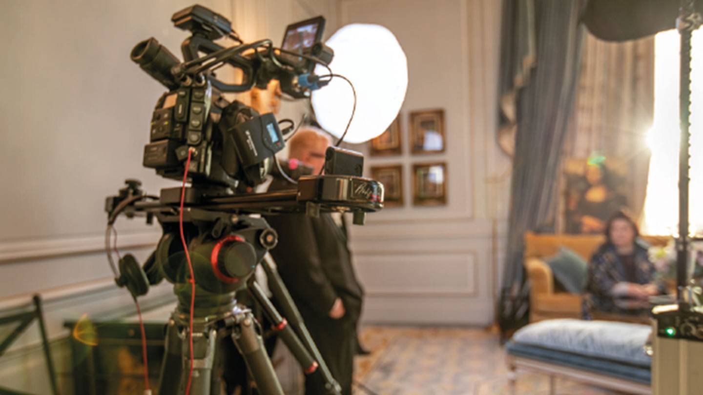 And... rolling! On set with Alber Elbaz and Suzy at the Shangri-La Hotel in Paris. Credit: FILM BY STUART EVERITT/MARMALADE PRODUCTIONS. PHOTOGRAPHY BY GERALDINE LYNCH
