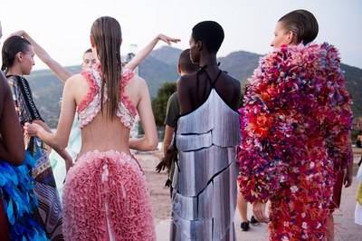 For the special Mary Katrantzou SS20 show at the Temple of Poseidon in Athens, Sam McKnight styled the hair as though the models had emerged straight from the sea
© MARY KATRANTZOU