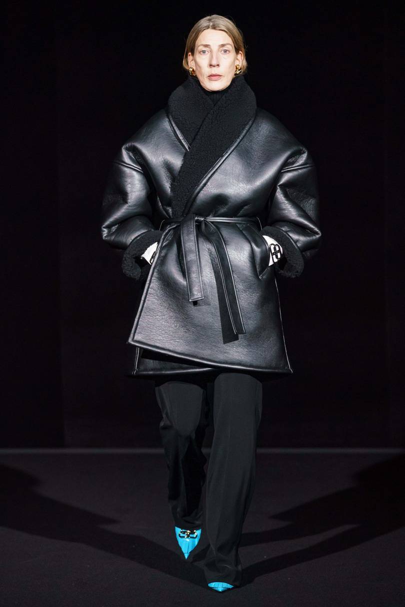 Some coats in the new Balenciaga collection wrapped and cuddled the body. Credit: ALESSANDRO LUCIONI / GORUNWAY.COM,
