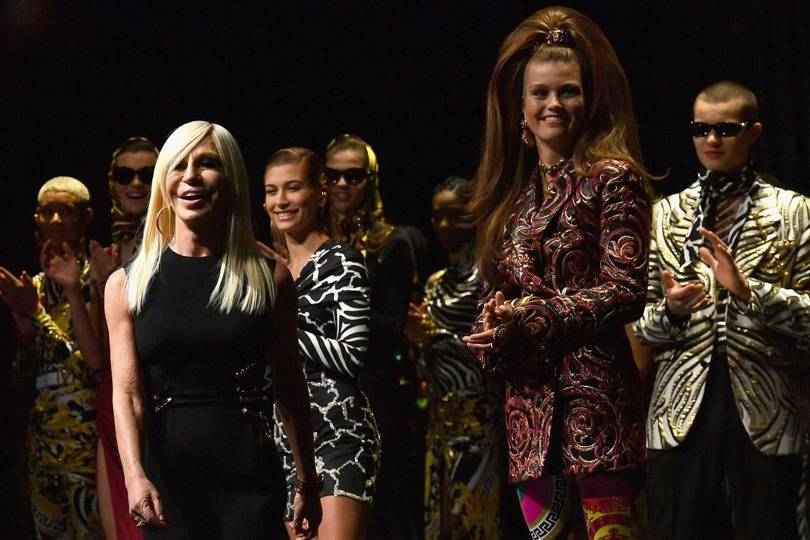 Donatella Versace walks the runway at her Versace Pre-Fall 2019 show in New York – the brands first presentation in the city (Credit: GETTY)