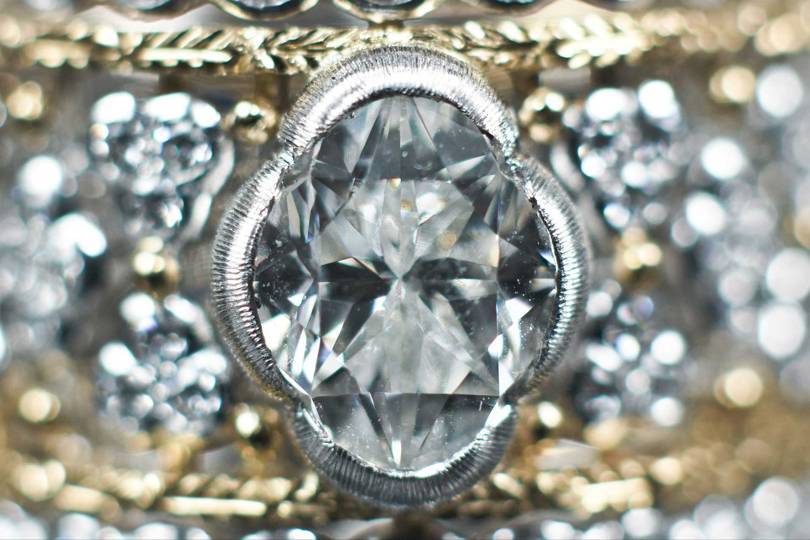 Buccellati celebrated its 100th anniversary by creating a new Buccellati diamond cut – as shown on this Chandra rings central 1.12-carat stone. The new cut has been officially approved by the Gemological Institute of America
Credit: BUCCELLATI