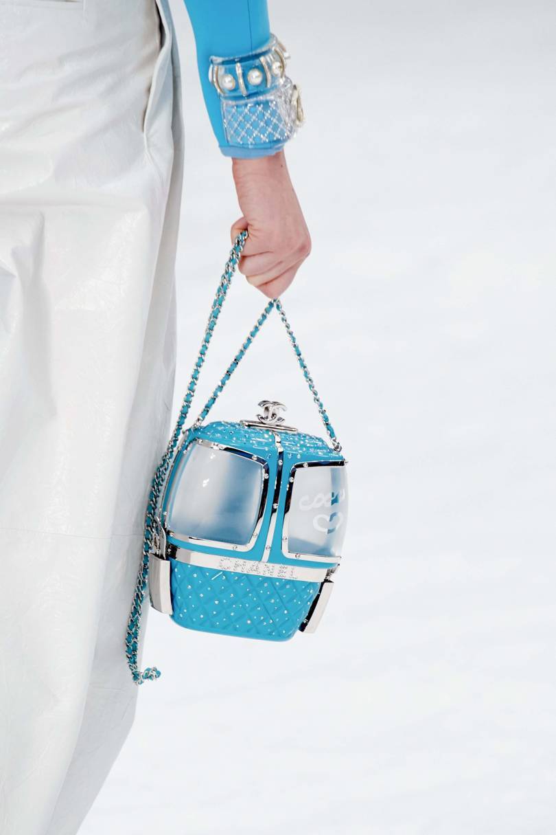 The show was punctuated by occasional kooky touches by Karl, such as a bag designed to resemble a cable car. Credit: ARMANDO GRILLO / GORUNWAY.COM